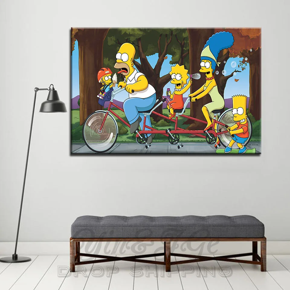 

Kids Room Wall Artworks Canvas Painting 1 Pieces Simpsons Anime HD Prints Poster Picture Home Decoration Modular Frameworks