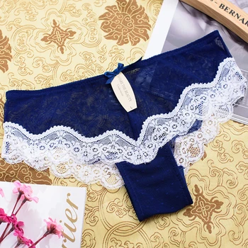 

Sexy Transparent Panties For Women Mesh Dot Bow Lace Low-Rise Briefs,Female Plus Size Seamless Panty Underwear
