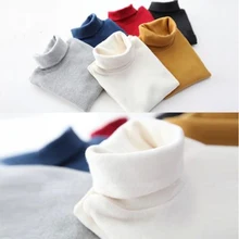 2019 Spring Autumn 2-10T Years Children’S Candy Color Sweet Long Sleeve High Neck Unisex Kids Girl Boy Basic Turtleneck T-Shirt