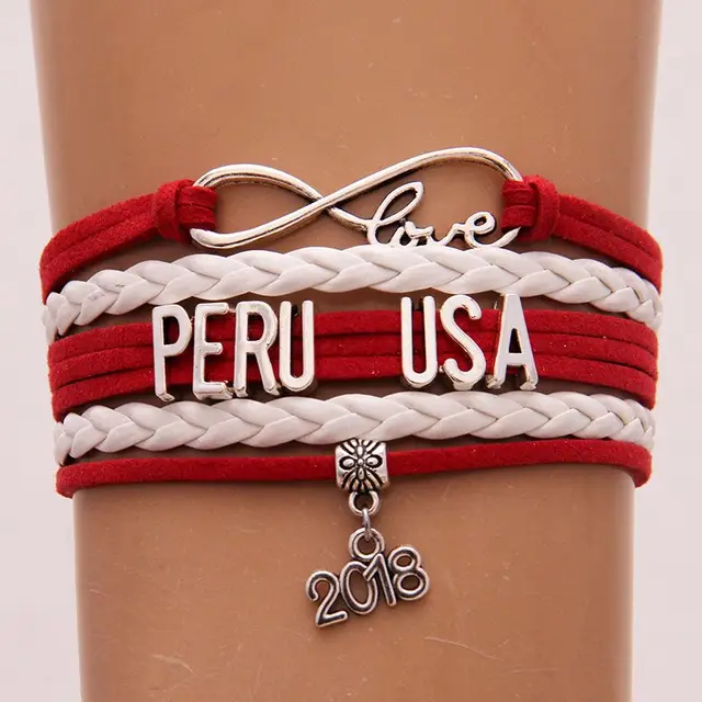 Infinity Love Peru Usa 2018 Charm Bracelet Bangles Pu Leather Wrap Infinity Love Peru Usa 2018 Charm Bracelet Bangles Pu Leather Wrap Rope Jewelry Christmas