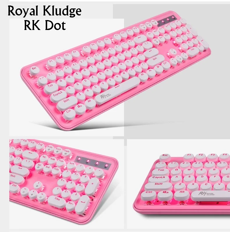 

Royal Kludge RK Dot Steam Punk USB Wired Retro Mechanical Gaming Keyboard Custom Retro Round Keycap ,11 Lighting Modes