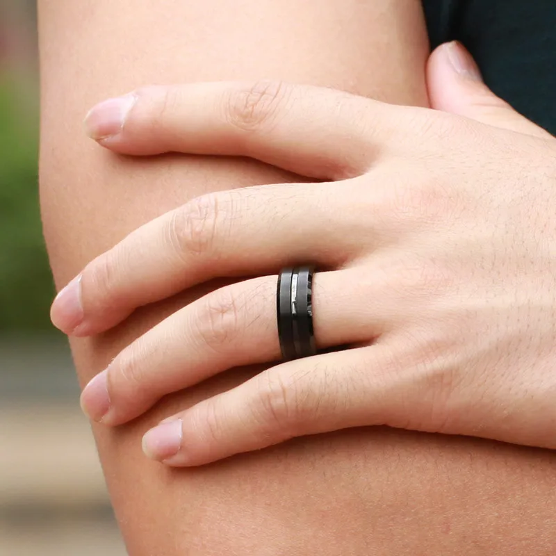 2018 New Black Men Ring 100% Titanium Carbide Men's Jewelry Wedding Bands Classic Boyfriend Gift