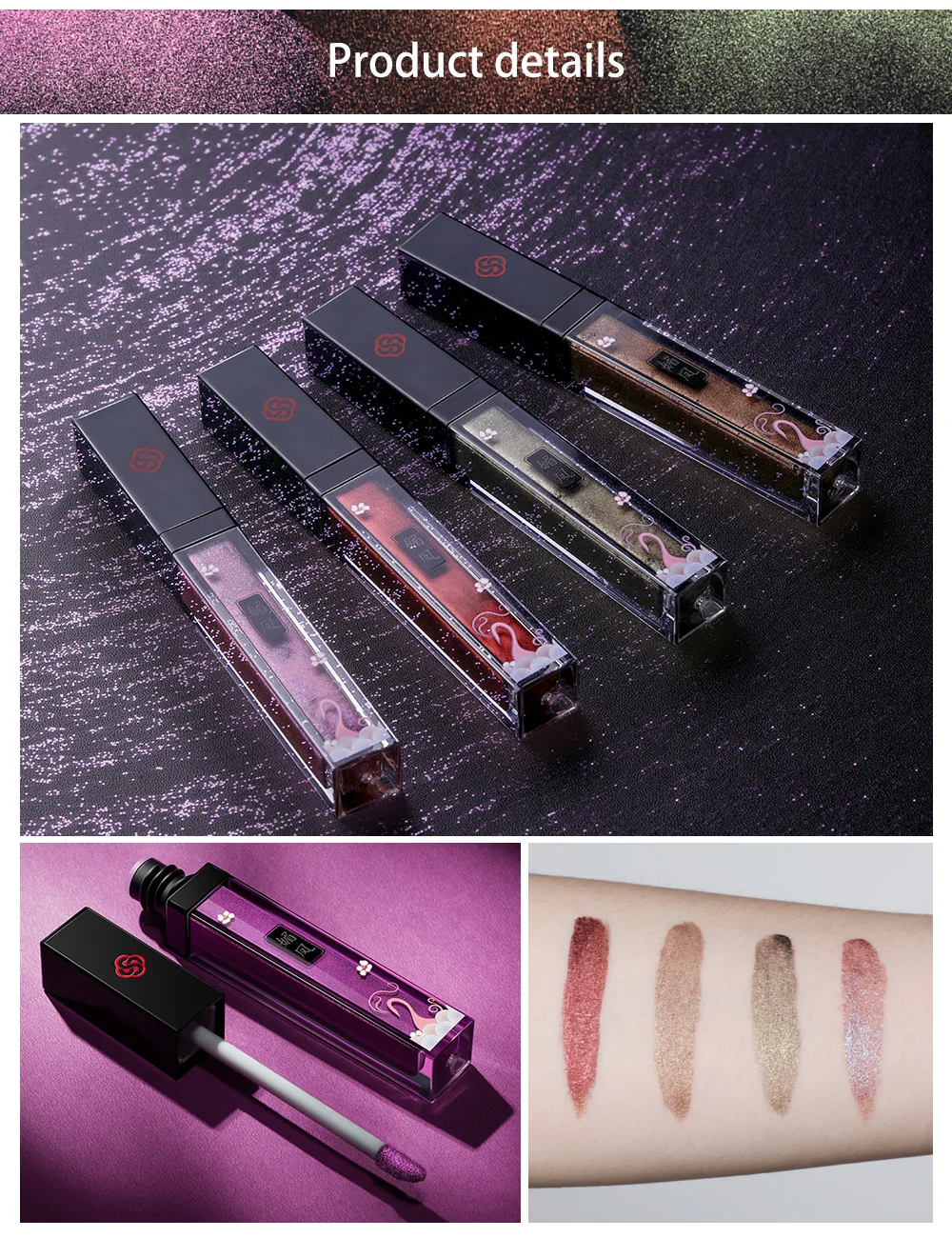 SOONPURE Eyeshadow Glitter Liquid Waterproof Easy To Makeup Glow EyeShadow Shimmer Eye Shadow Liquid Beauty Tool Cosmetic 4Color_06