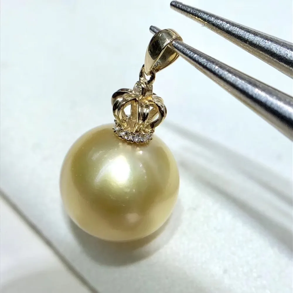 

HOT Genuine 18K Yellow Gold Pendant Mountings Findings and Component Pendant for Oyster Akoya Edison Pearls Agate, Coral, Jade