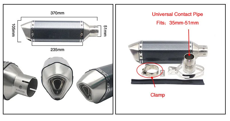 ZSDTRP Универсальный 51 мм мотоцикл выхлопной изменить выхлопной глушитель выхлопной трубы FZ6 CBR250 CB400 Z900 ATV Dirt Bike выхлопная труба для мотоцикла