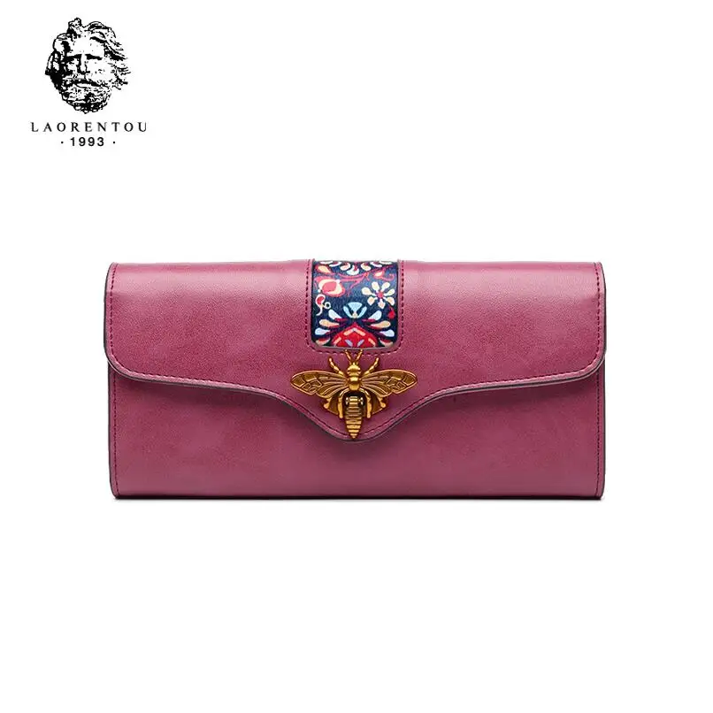 

LAORENTOU Women's wallet long 2018 new atmosphere fashion multi-function simple leather wallet Leather clutch