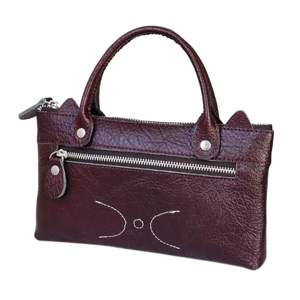 

Yfashion Woman Fashion PU Leather Top Handle Bag Cartoon Cute Cat Purse Handbag Tote Bags For Ladies