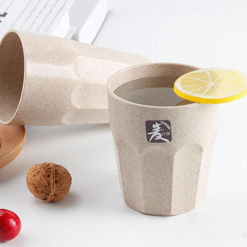 Nordic Style Plastic Tea Cups Eco Friendly Wheat Straw Coffee Milk