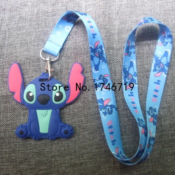 

Retail 1 pcs Stitch Name Credit Card Holders With Lanyard Bank Card Neck Strap Card Bus ID Holders key chains V-48