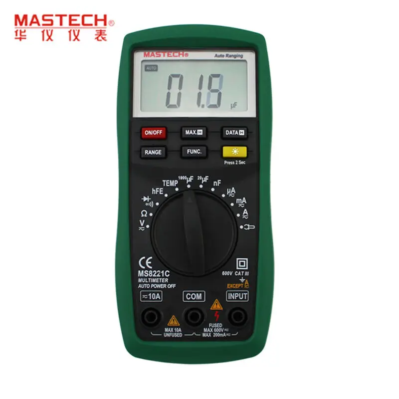 

Mastech MS8221C digital multimeter professional multimeters Auto Manual Ranging DMM Temperature Capacitance hFE Test