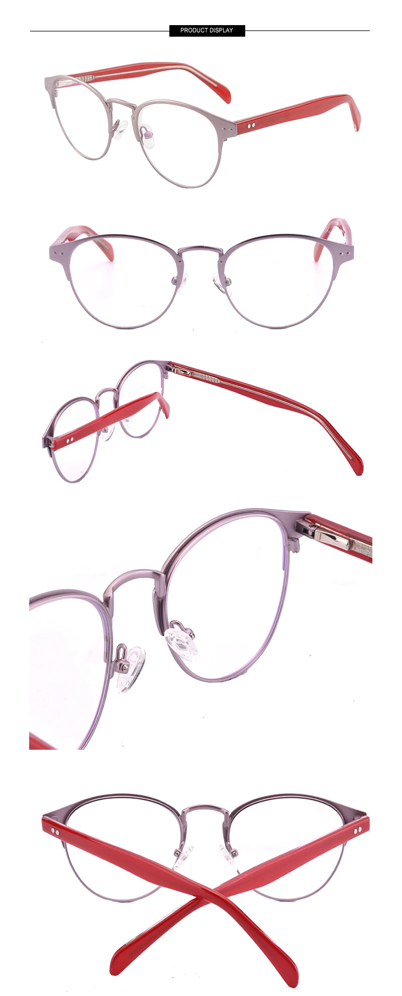 Kirka Metal Pink Women Cat Eye Eyeglasses Frames Round Eyeglasses Fashion Type Eyewear Round Frame Glasses