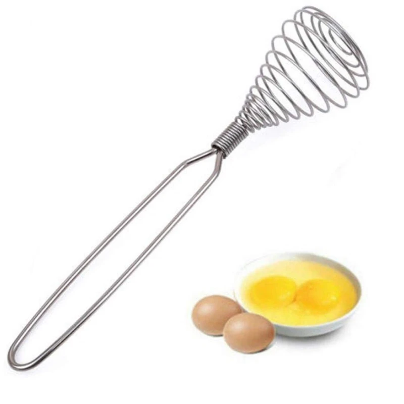 Stainless steel manual egg beater Hand held Butter bake Spring head Baking Gadget Kitchen