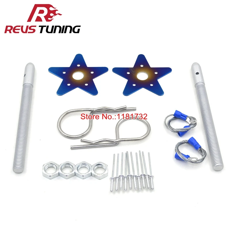 

Racing Style Car Mount Hood Pin Lock Kit Plate Engine Bonnet Lock Pin Hood Latch Kit