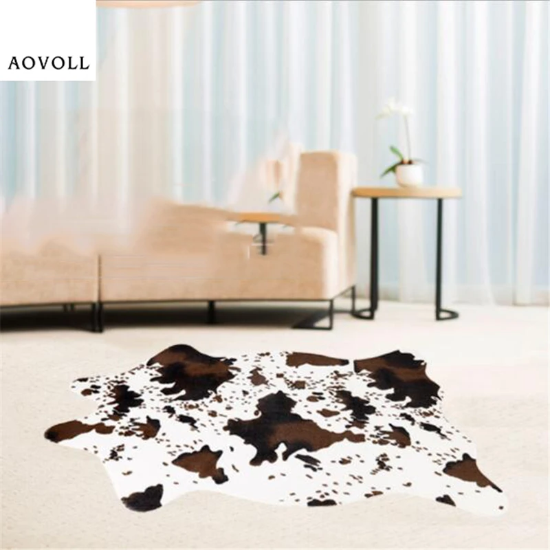 AOVOLL Hot Sale Imitation Leather Cow Carpets For Living Room Bedroom