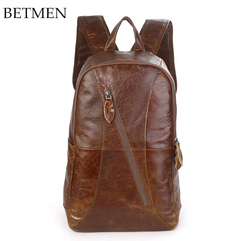 

BETMEN Genuine Leather Backpack Men Backpack Luxury Vintage Large Capacity Rucksacks