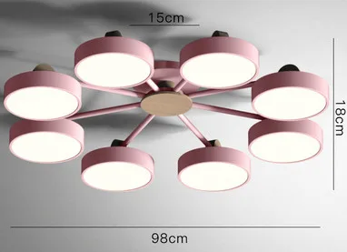Деревянная люстра в скандинавском стиле для гостиной, современный светодиодный потолочный светильник для спальни, столовой, кухни, подвесные светильники - Цвет корпуса: 8heads  pink