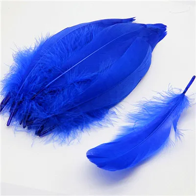 Натуральные белые черные гусиные перья для рукоделия 5-7 дюймов 13-18 см DIY ювелирные перья, перо Свадебные украшения дома 50 шт - Цвет: blue 50pcs