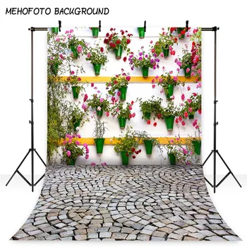 

MEHOFOTO Photo Backdrops Flush Flower Wall Brick Stone Wedding Valentine's Day Birthday Background Photography