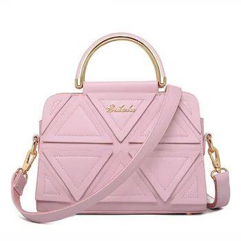 

Fashion Summer PU Leather Women Tote Bag Small Handbag Triangle Patchwork Shoulder Bag Classic Ladies Messenger Bag