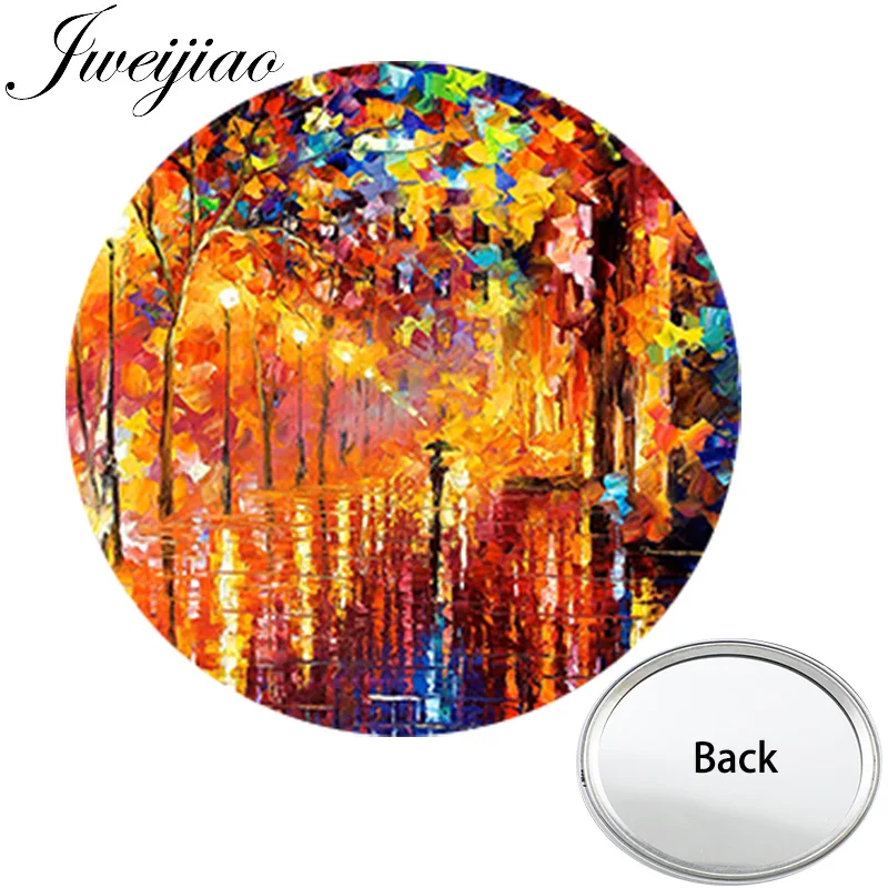 JWEIJIAO знаменитый уличный светильник с рисунком, мини КРУГЛОЕ ПЛОСКОЕ карманное зеркало, компактный разноцветный, портативное косметическое зеркало для рук - Цвет: PT70