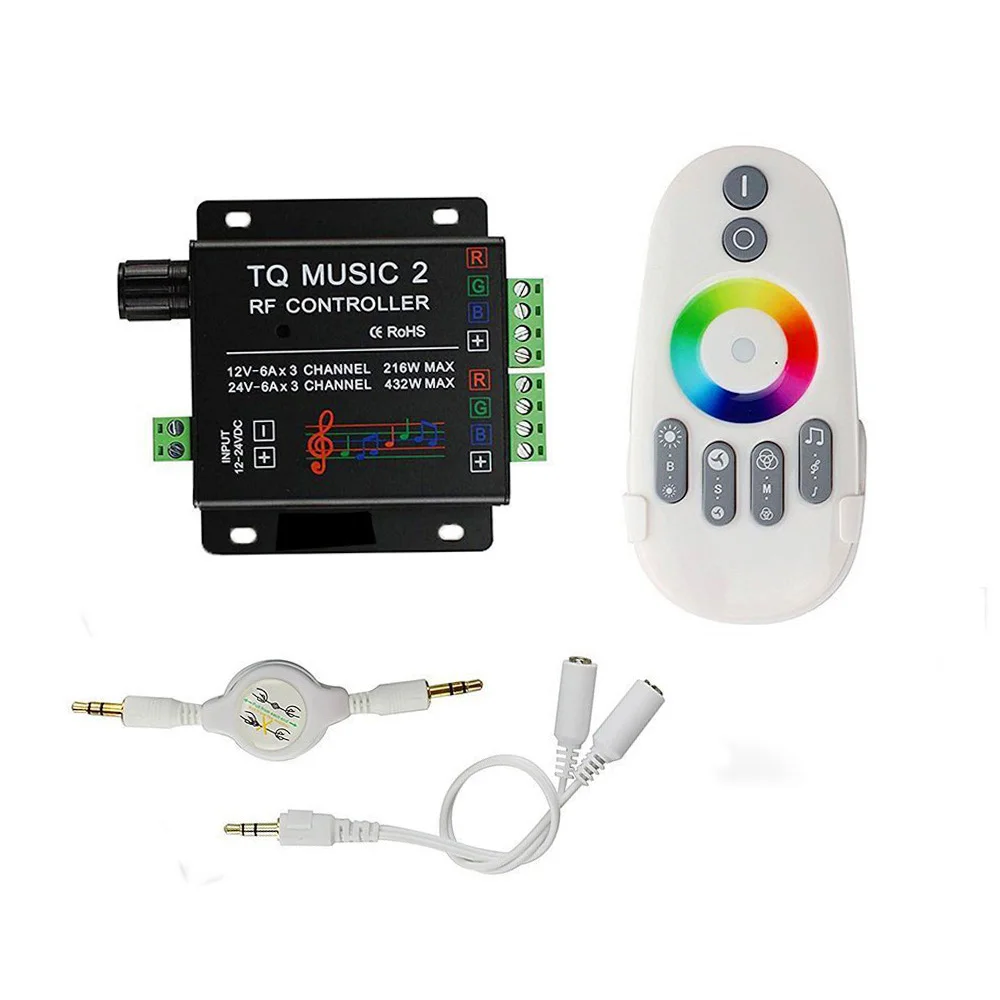 

LED Controller DC12-24V Wireless RF Music RGB Led Controller With Dual Output Channel with Full Set Accessories