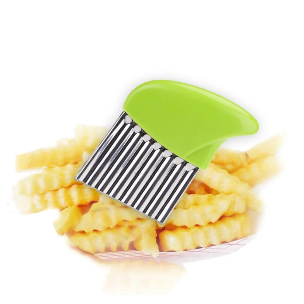 

French Fries Cutter Stainless Steel Potato Chips Wavy Edged Cutter Knife Fruit Vegetable Slicers Shredders Kitchen Gadget