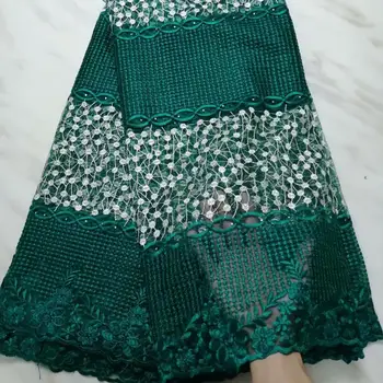 

New French Net Lace Fabrics Green 3D Flower African Tulle Mesh Lace High Quality Nigeria Lace Fabric For Wedding party dress