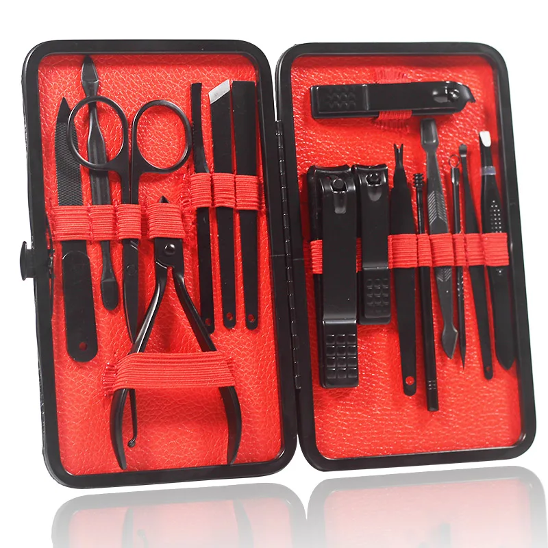 Маникюрные инструменты 1 комплект 16 шт. Пинцет ногти из нержавеющей стали Искусство клипер ножницы пинцет нож маникюр Дизайн ногтей косметические ножницы