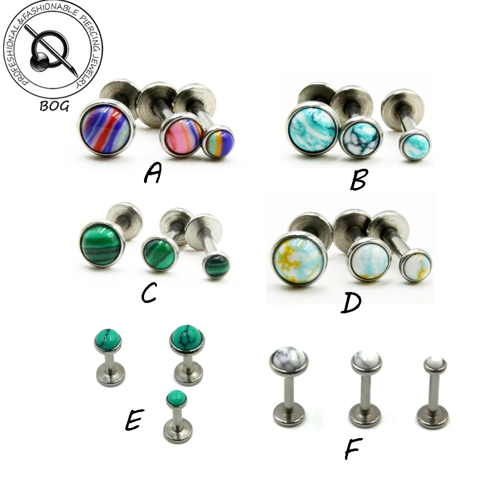 

1Pcs Natural Stone Labret Monroe Lip Stud Ear Piercing Cartilage Tragus Helix Earring Nose Stud 16g Lip Ring Body Jewelry