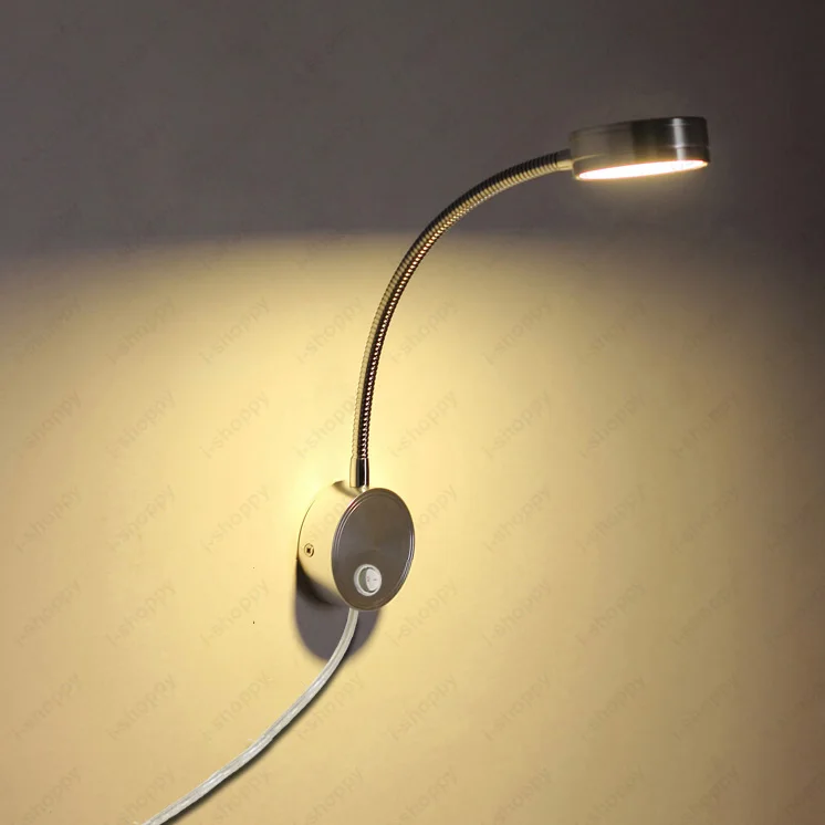3 Вт/5 Вт LED Бра изображение светильник Ночной Освещение гибкая труба кнопка включения/выключения+ Plug Silver В виде ракушки Спальня hotel