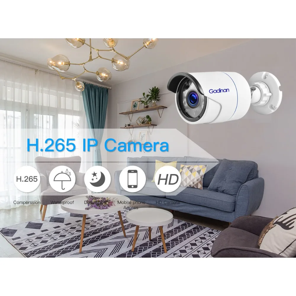 Gadinan H.265 3.0MP 1080P 25fps IP камера пули наружная Водонепроницаемая CCTV детектор движения