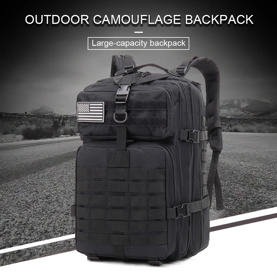 45L Tactical Outdoor Backpack Military Army Large Backpacks Assault Men Rucksack Waterproof Bags Packs Hiking Molle 3P Bagpack (1)