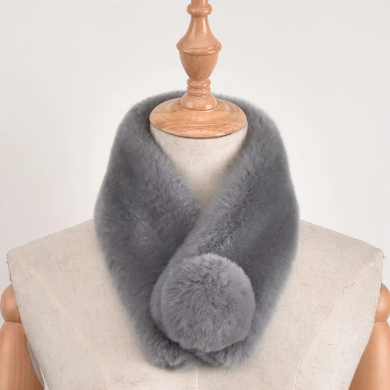 Зимний шарф, Женское Ожерелье, шарфы из меха кролика Рекс, роскошные брендовая шаль, полный мех, воротник 60x10 см