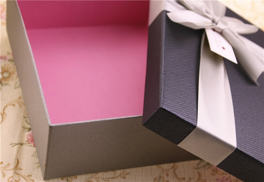 Дизайн, модные 1 шт./лот, 16*20*6,5 см, высокое качество, большие картонные бумажные подарочные упаковочные коробки с бантом, подарочные коробки для вечеринок и сумки