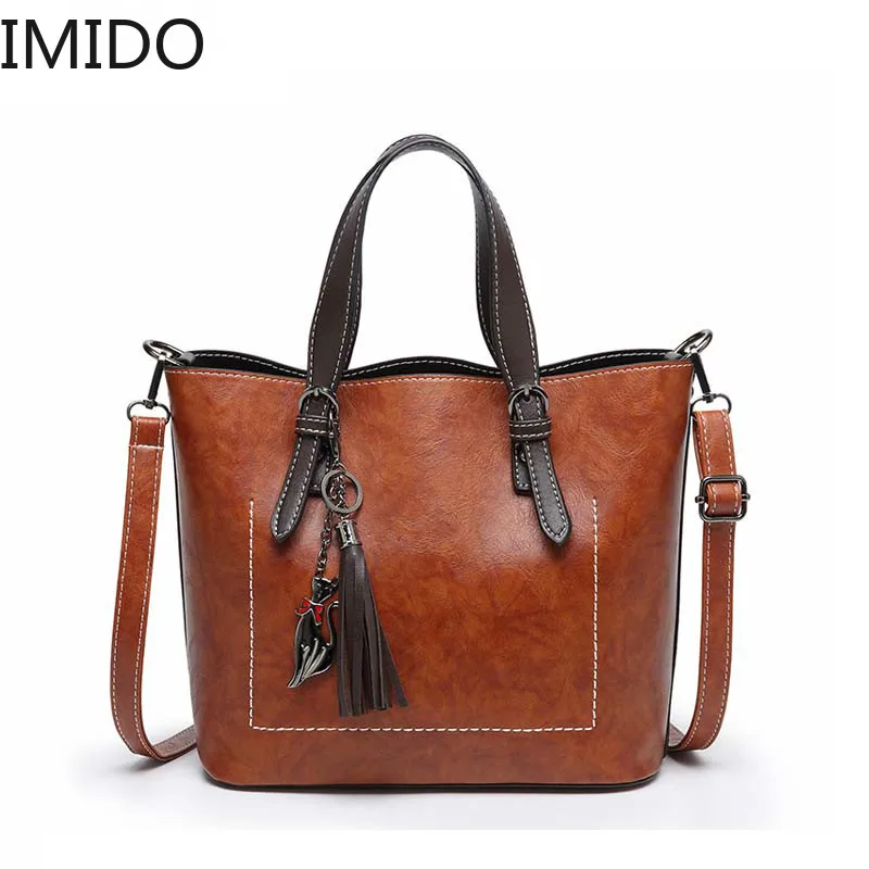 

IMIDO 2019 Brand Designer Women Shoulder Bag Fashion Vintage Leather Handbag Glamorous Female Messenger Bags Retro Crossbody Bag