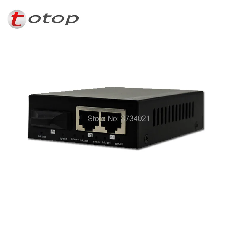 Волокно media converter 10/100 м 1 волокно 2 RJ45 портов, многомодового двойного волокна 1310nm SC 2 км внешний источник питания