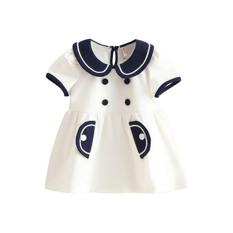 Платье для маленьких девочек Новинка года, летняя детская одежда с воротником «Питер Пэн» платье принцессы для маленьких девочек 3 цвета, От 0 до 2 лет