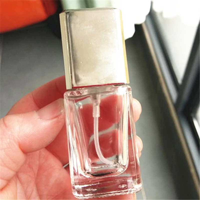

15ml New Transparent Square Glass Perfume Empty Spray Bottle Silver Pull-Up Cover Bottle 100pcs/lot