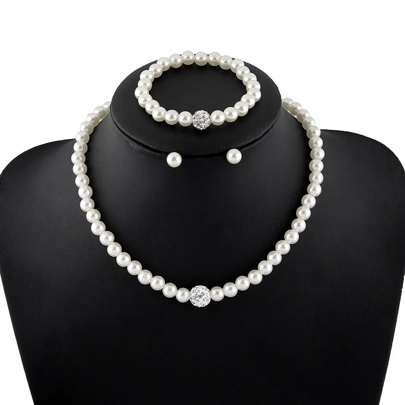 Women Jewelry Beaded Necklace Set Imitation Pearl Gold Simple Elegant Bridal Jewelry Kit Gift