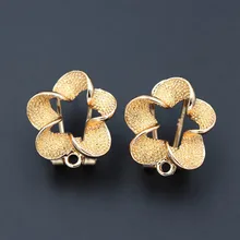 Afrikanische Ohrringe Post Schleife Anschlüsse Nigerian Chile Dubai Gold ton Frauen Hochzeit Ohr Clip Haken Ohrring Erkenntnisse DIY Machen(China)