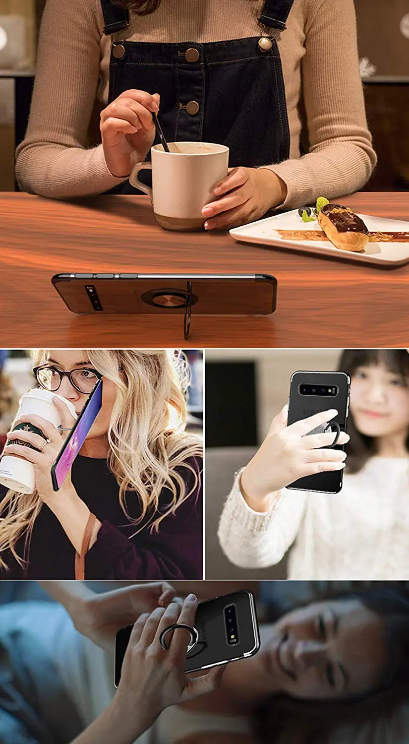 Case For Samsung Galaxy S10 E S10 Plus Cover Ring Kickstand Magnetic Car Mount Plating TPU Case For Samsung Galaxy S9 S8 Plus (6)