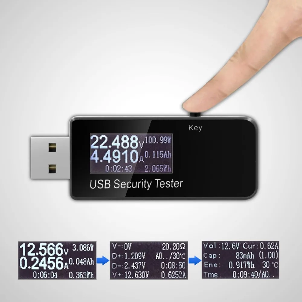 USB тестер 3 V-30 V Ток Напряжение Зарядное устройство Ёмкость доктор qc2.0/3,0 быстрое зарядное устройство power bank вольтметр