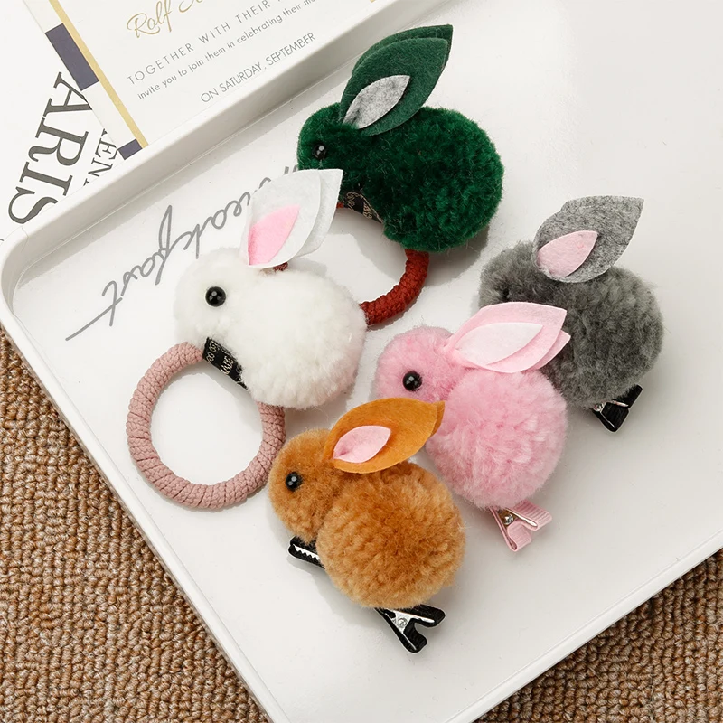 

Little Princess Cute Hair Ball Rabbit Hair Ring Female Tie Rope Korean Edition Headdress Rubber Ring Hair Rope Children