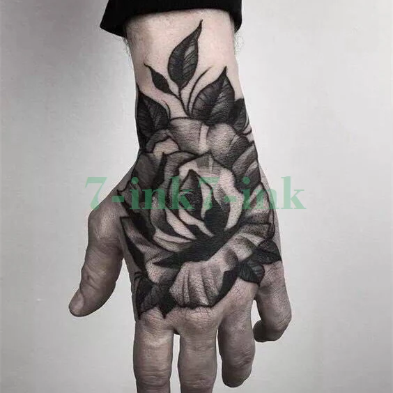 Водостойкие Временные татуировки, наклейки blackcool flower tatouage temporaire, Водная передача, поддельные татуировки, флеш-тату для мужчин и женщин - Цвет: Монохромный