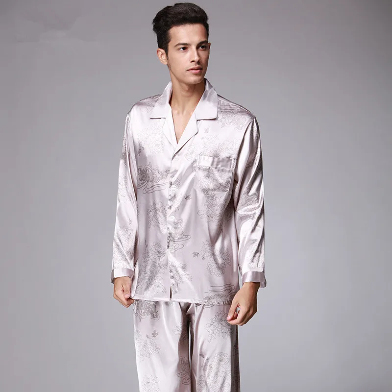 New Arrival Autumn Men Casual Breathable Faux silk tops and Pants sets lounge Homewear Sleepwear Set Men's Pajama sets TZ066 New Arrival Autumn Men Casual Breathable Faux silk tops and Pants sets lounge Homewear Sleepwear Set Men's Pajama sets TZ066