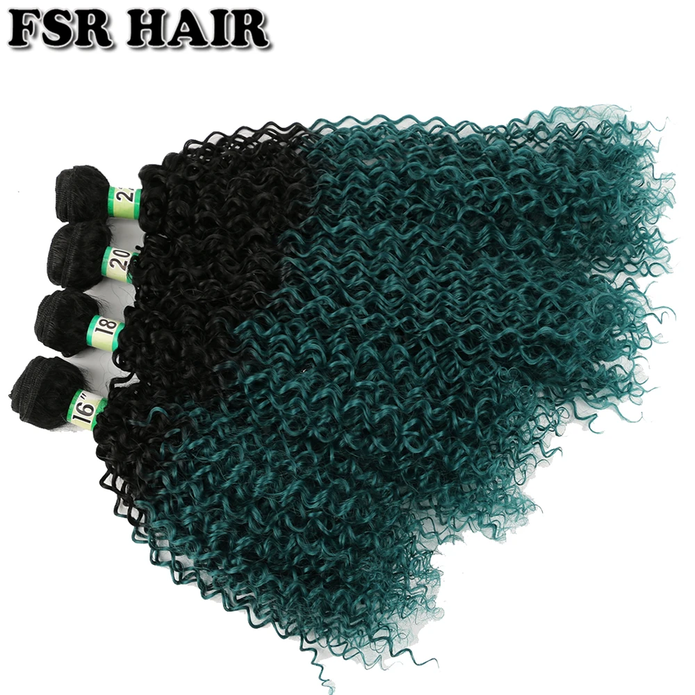 Afro Crespo Encaracolado Ombre Cor do Cabelo Preto para Verde 16 18 20 & 22 Disponível 70 G/peça Extensão do Cabelo Sintético 4 Afro kinky cabelo encaracolado preto a verde