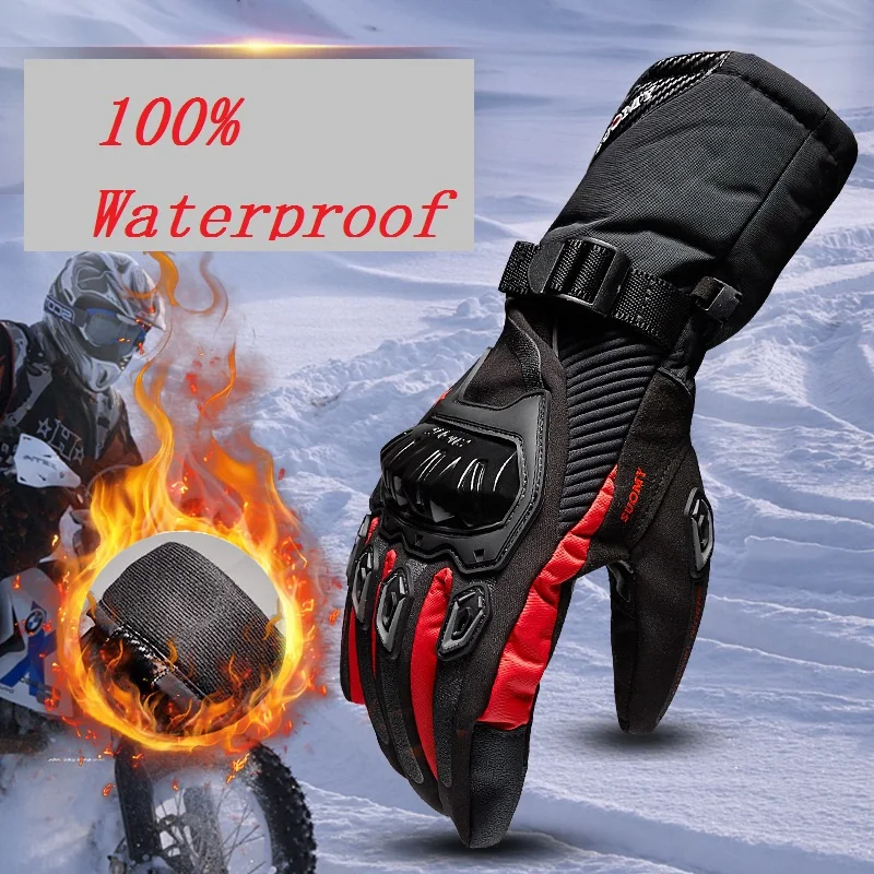 

New Keep Warm Winter Motorcycle Gloves Men Outdoor 100% Waterproof Sport Ski Skate Gloves Motorbiker Motocross Racing Riding