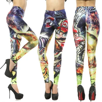 

2017 Hot New Sexy Euramerican fashion Leggings cartoon character Mario painted eBay supply pants Leggings Capris Boothoses