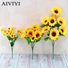 Artificial Silk Flower Sunflower bouquet Daisy Home Garden wedding Table DIY simulation Decorative Flowers accessorie plant ► Photo 1/5