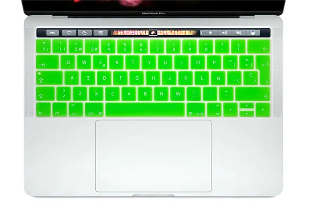 Испанский Испания ЕС Силиконовый чехол для клавиатуры кожи для нового MacBook Pro 1" A1706 A1989 и Pro 15" A1707 A1990 с сенсорной панелью - Цвет: Green